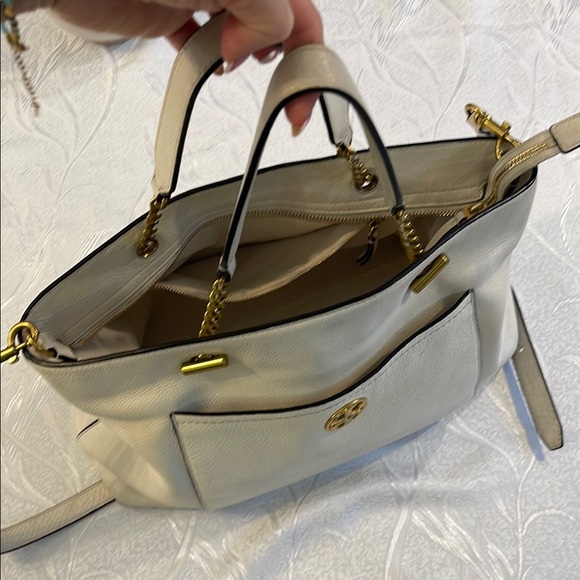 Tory Burch Ivory/ Cream and Gold Britten Satchel - Picture 3 of 16